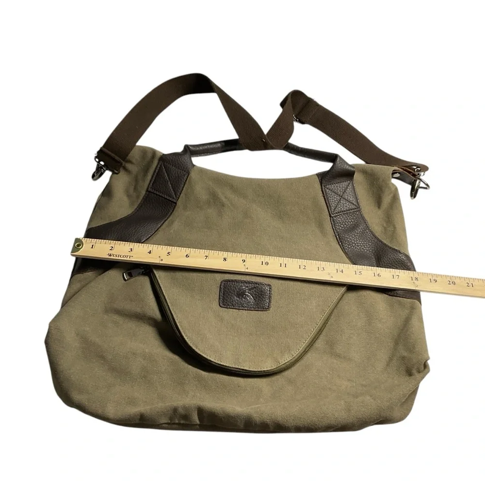 K2 Classic Fashion Tan Canvas Brown Faux Leather Accents Crossbody Messenger Bag